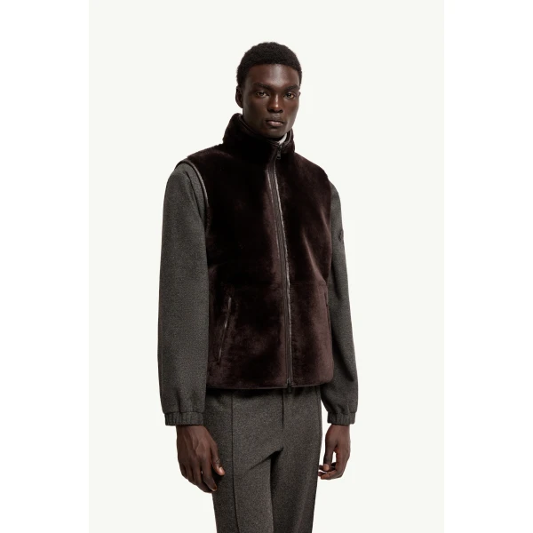 Moncler Rysfen Reversible Down Gilet in Brown, view 6 | Men's Jackets | Coveti
