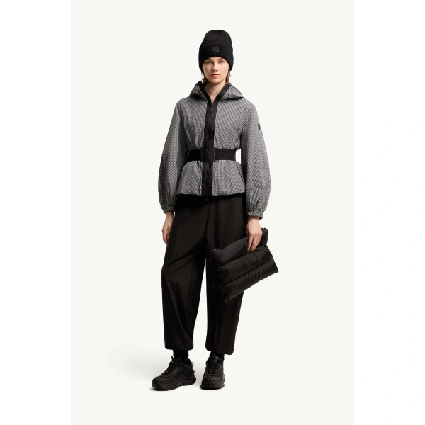 Moncler Rythme Belted Short Jacket in Gray, view 2 | Women's Jackets | Coveti