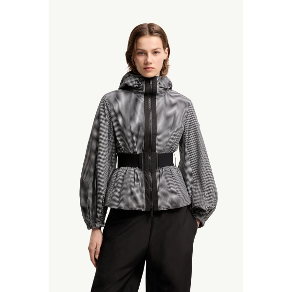 Moncler Rythme Belted Short Jacket in Gray, view 4 | Women's Jackets | Coveti