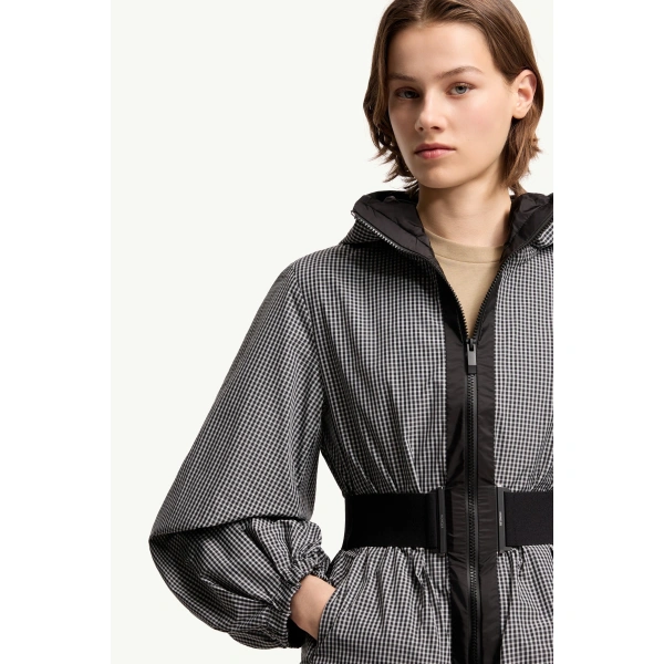 Moncler Rythme Belted Short Jacket in Gray, view 6 | Women's Jackets | Coveti