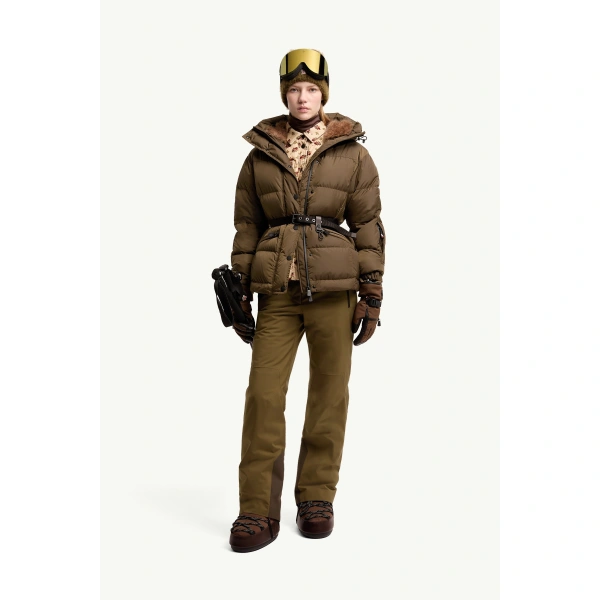 Moncler Salastrains Insulated Ski Jacket in Brown, view 2 | Women's Ski Jackets | Coveti