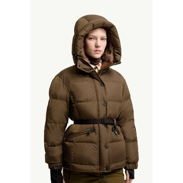 Moncler Salastrains Insulated Ski Jacket in Brown, view 6 | Women's Ski Jackets | Coveti