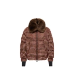 Moncler Sandane Tweed Short Down Jacket in Brown | Women's Tweed Jackets | Coveti