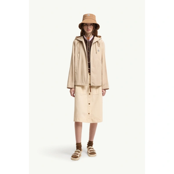 Moncler Sarracenia Hooded Jacket in Light Beige, view 2 | Women's Jackets | Coveti