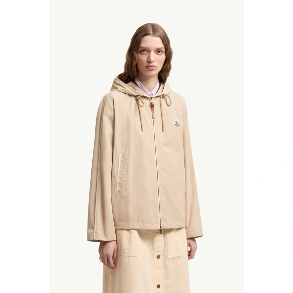 Moncler Sarracenia Hooded Jacket in Light Beige, view 4 | Women's Jackets | Coveti