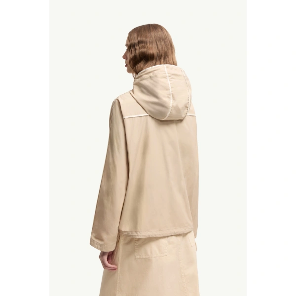 Moncler Sarracenia Hooded Jacket in Light Beige, view 5 | Women's Jackets | Coveti