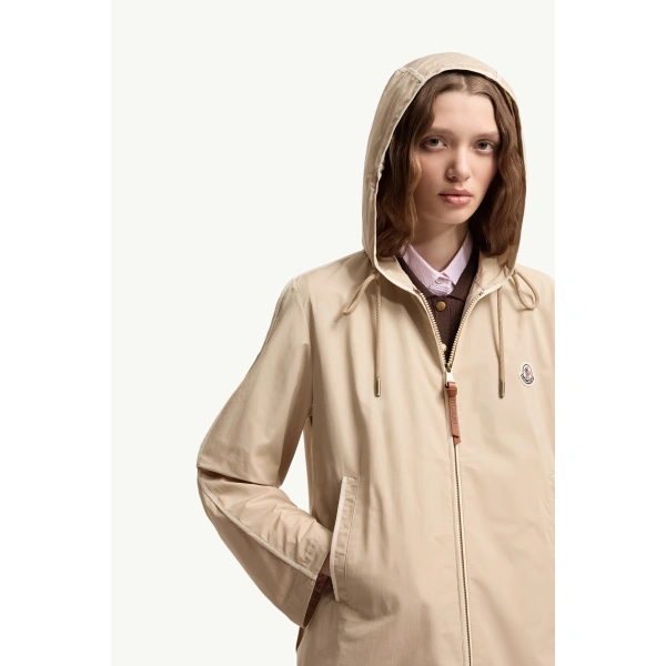 Moncler Sarracenia Hooded Jacket in Light Beige, view 6 | Women's Jackets | Coveti