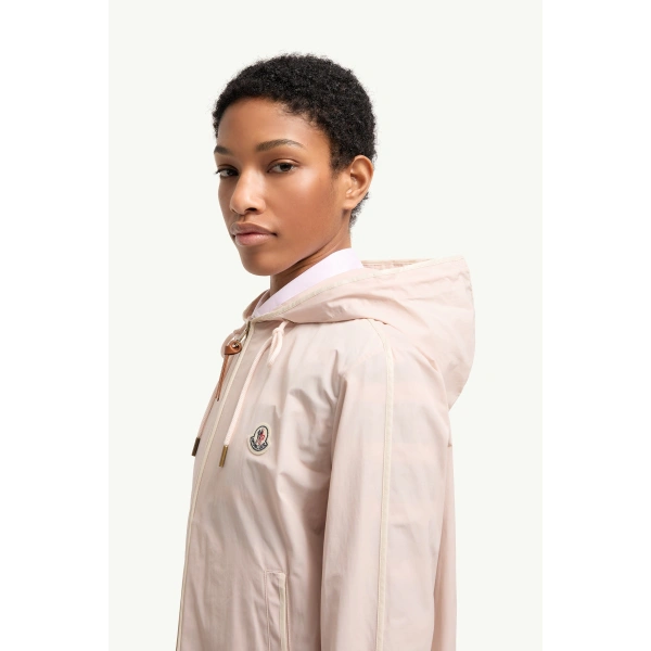 Moncler Sarracenia Hooded Jacket in Light Pink, view 3 | Women's Jackets | Coveti