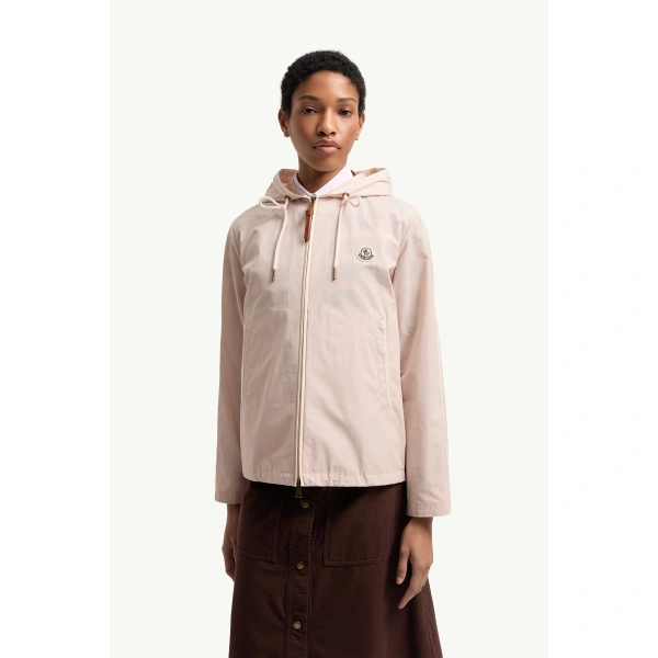 Moncler Sarracenia Hooded Jacket in Light Pink, view 4 | Women's Jackets | Coveti