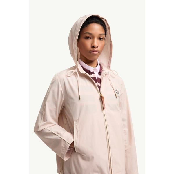Moncler Sarracenia Hooded Jacket in Light Pink, view 6 | Women's Jackets | Coveti