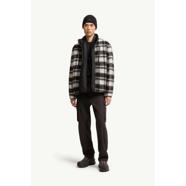 Moncler Scalorbi Short Down Jacket in Black & White, view 2 | Men's Jackets | Coveti