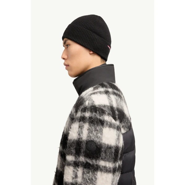 Moncler Scalorbi Short Down Jacket in Black & White, view 3 | Men's Jackets | Coveti
