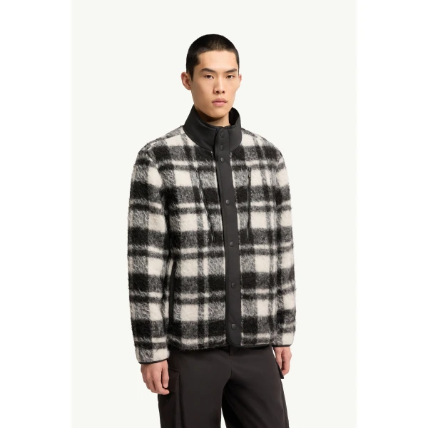 Moncler Scalorbi Short Down Jacket in Black & White, view 4 | Men's Jackets | Coveti