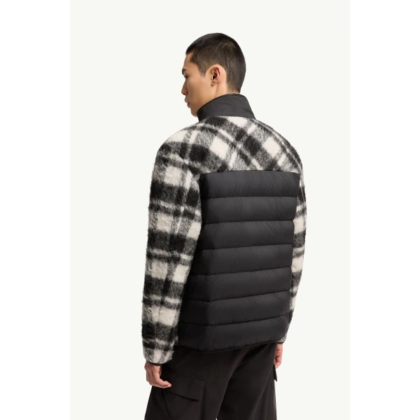Moncler Scalorbi Short Down Jacket in Black & White, view 5 | Men's Jackets | Coveti