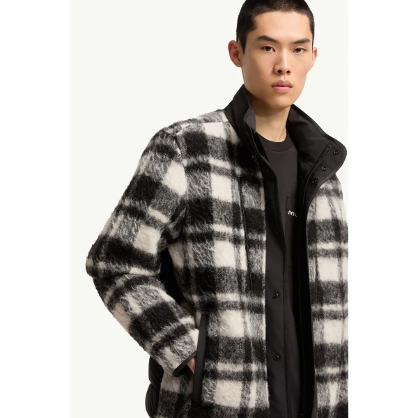 Moncler Scalorbi Short Down Jacket in Black & White, view 6 | Men's Jackets | Coveti
