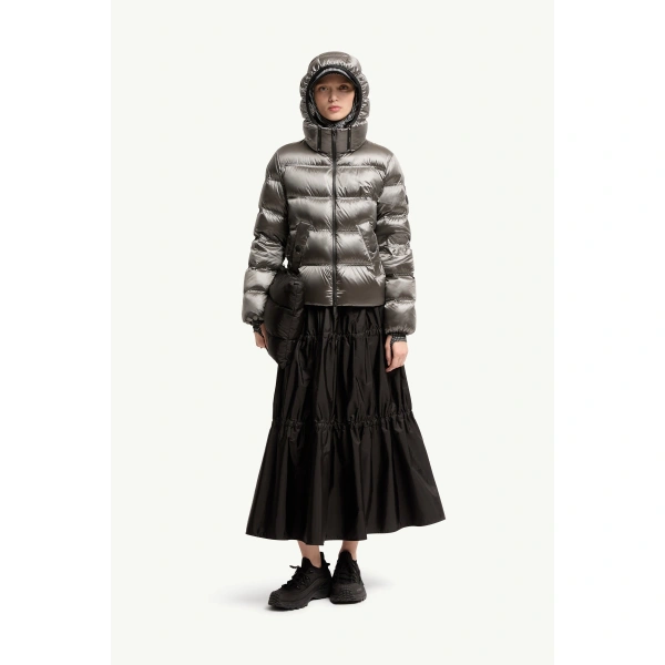 Moncler Sensation Short Down Jacket in Silver, view 2 | Women's Puffer Jackets | Coveti