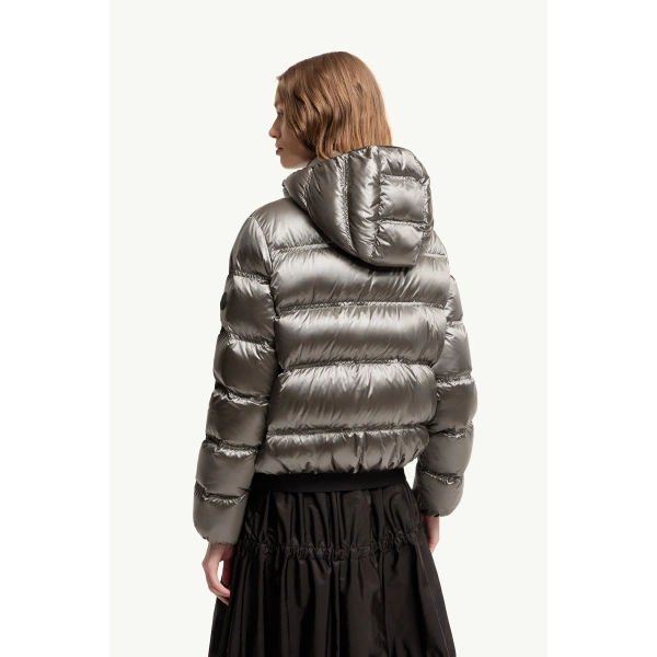 Moncler Sensation Short Down Jacket in Silver, view 5 | Women's Puffer Jackets | Coveti