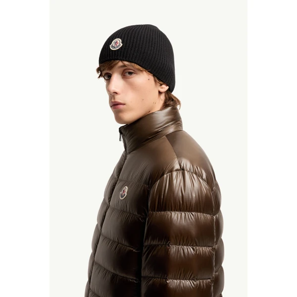 Moncler Sergesta Packable Short Down Jacket in Dark Brown, view 3 | Men's Jackets | Coveti