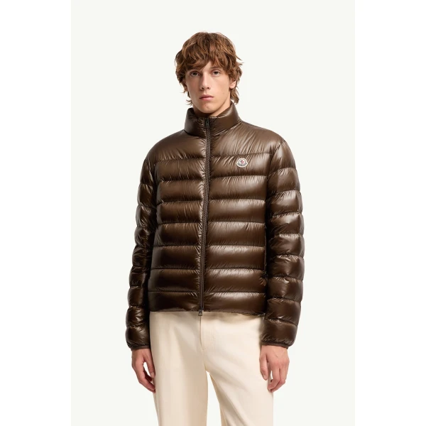 Moncler Sergesta Packable Short Down Jacket in Dark Brown, view 4 | Men's Jackets | Coveti