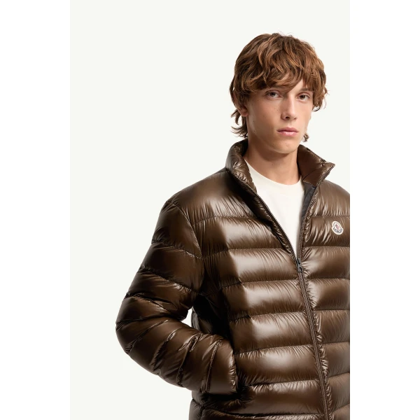 Moncler Sergesta Packable Short Down Jacket in Dark Brown, view 6 | Men's Jackets | Coveti