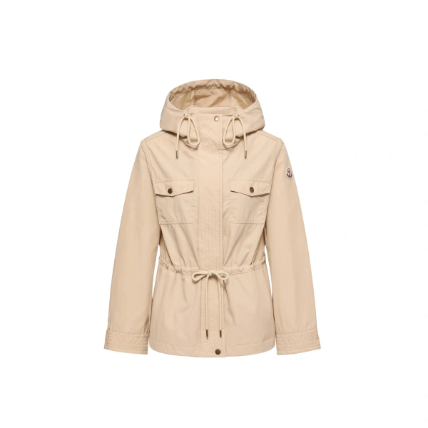 Serin Hooded Cotton Blend Parka in Light Beige