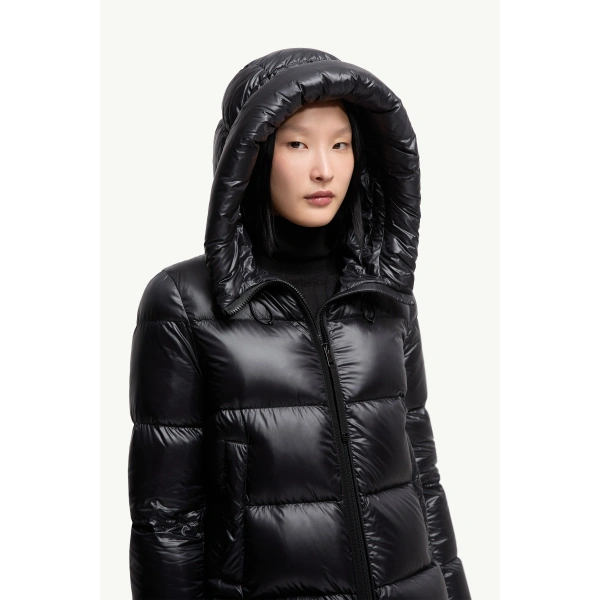 Moncler Serittes Hooded Short Down Jacket in Black, view 6 | Women's Puffer Jackets | Coveti