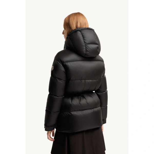 Moncler Sesie Hooded Short Down Jacket in Black, view 5 | Women's Puffer Jackets | Coveti