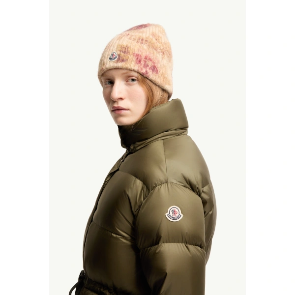 Moncler Sesie Hooded Short Down Jacket in Olive Green, view 3 | Women's Puffer Jackets | Coveti