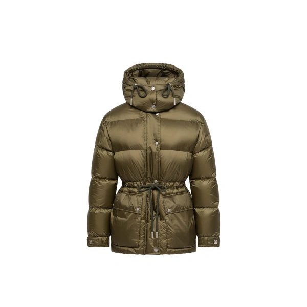 Sesie Hooded Short Down Jacket in Olive Green