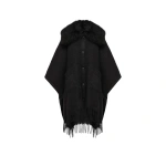 Moncler Shearling Collar Mohair, Alpaca & Wool Blend Cape in Black | Women's Cape Coats | Coveti