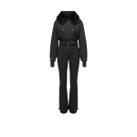 Moncler Shearling-Trimmed Insulated Ski Suit in Black | Women's Ski Suits | Coveti