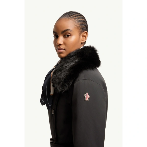 Moncler Shearling-Trimmed Insulated Ski Suit in Black, view 3 | Women's Ski Suits | Coveti