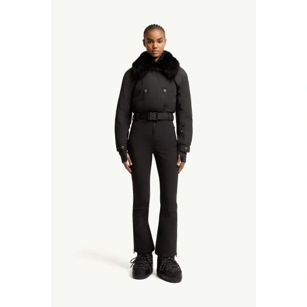 Moncler Shearling-Trimmed Insulated Ski Suit in Black, view 4 | Women's Ski Suits | Coveti