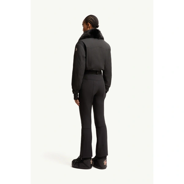 Moncler Shearling-Trimmed Insulated Ski Suit in Black, view 5 | Women's Ski Suits | Coveti