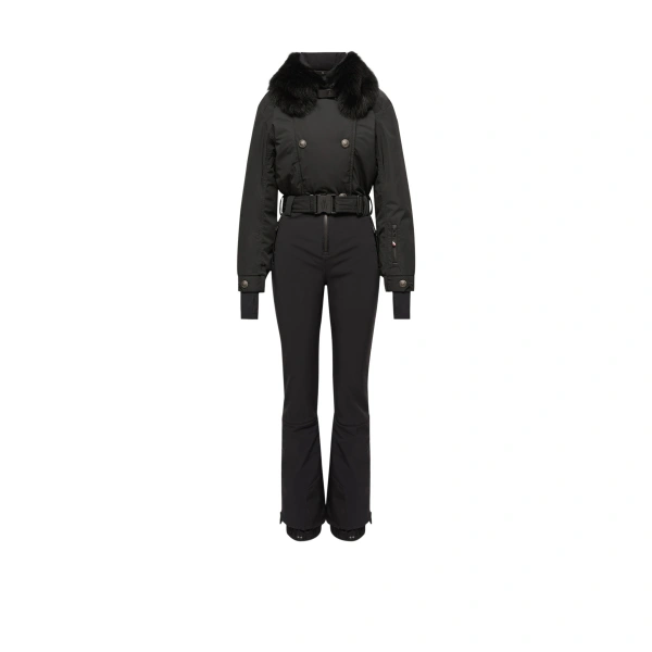 Shearling-Trimmed Insulated Ski Suit in Black