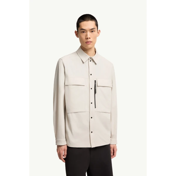 Moncler Shirt Jacket in White Ivory, view 4 | Men's Jackets | Coveti