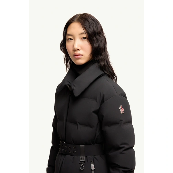 Moncler Sioule Shearling-Trimmed Insulated Ski Jacket in Black, view 3 | Women's Ski Jackets | Coveti