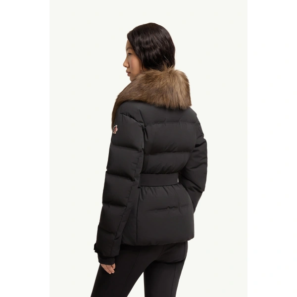 Moncler Sioule Shearling-Trimmed Insulated Ski Jacket in Black, view 5 | Women's Ski Jackets | Coveti
