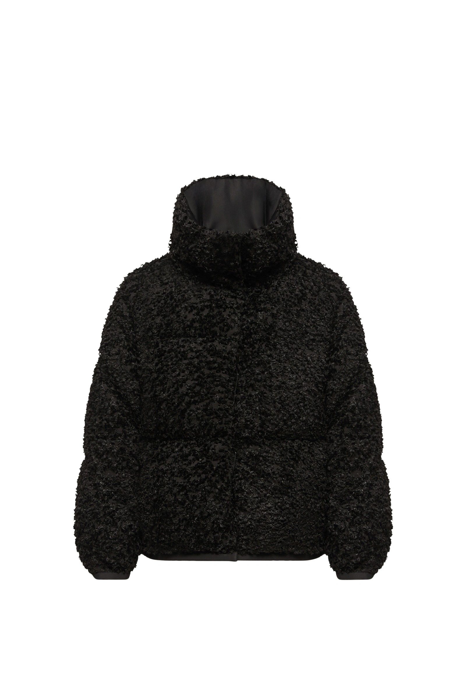 Moncler Sittelles Short Jacquard Fil Coupe Jacket in Black Moncler Sittelles Short Jacquard Fil Coupe Jacket in Black | Women's Puffer Jackets | Coveti