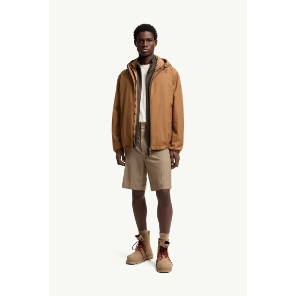 Moncler Skirnix 3-in-1 Short Down Jacket in Camel Beige, view 2 | Men's Jackets | Coveti