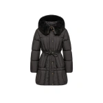 Moncler Solennel Shearling Trimmed Hooded Short Down Parka Jacket in Black | Women's Puffer and Down Coats | Coveti
