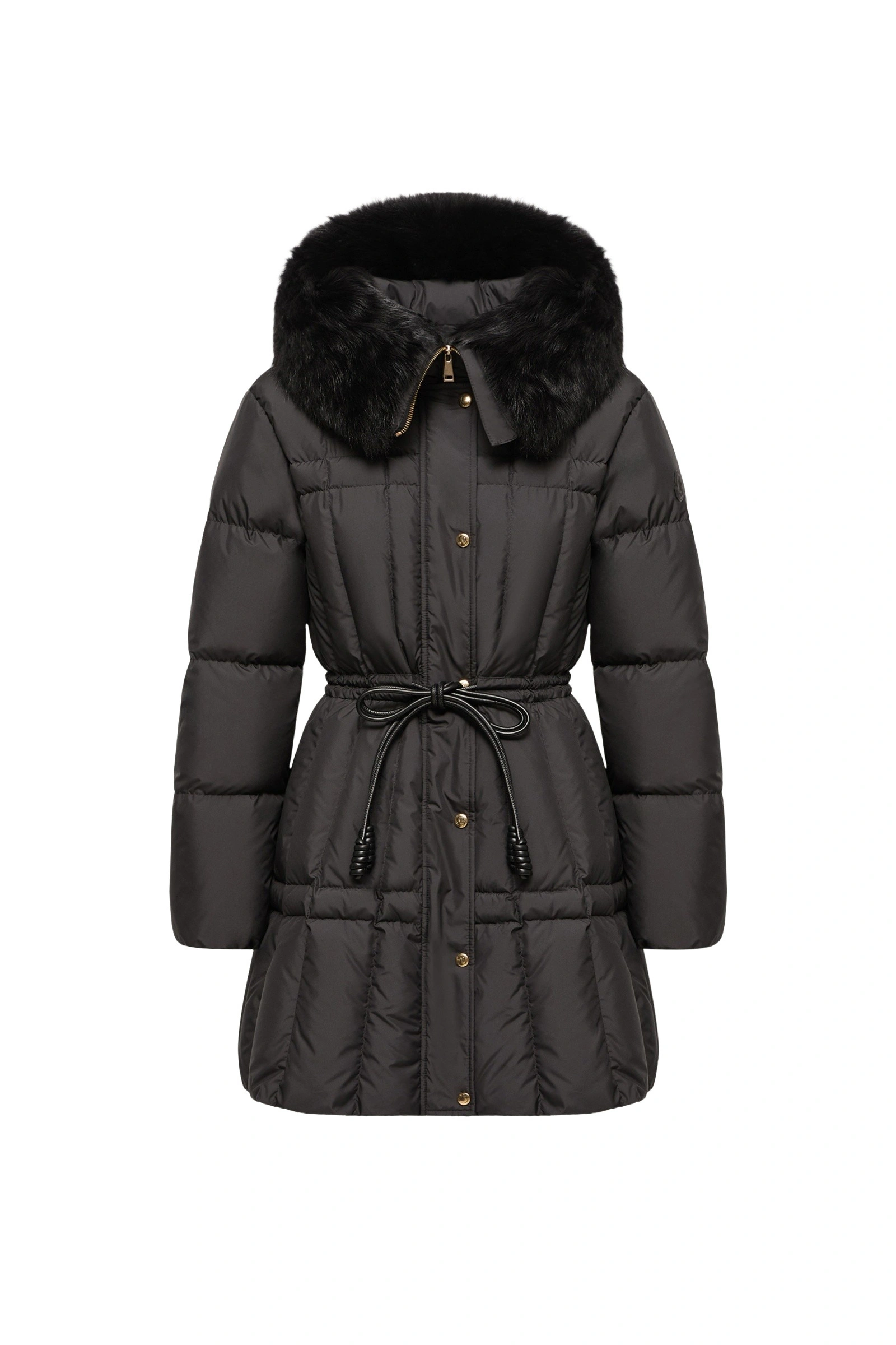 Moncler Solennel Shearling Trimmed Hooded Short Down Parka Jacket in Black Moncler Solennel Shearling Trimmed Hooded Short Down Parka Jacket in Black | Women's Puffer and Down Coats | Coveti