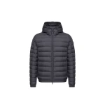 Moncler Solienn Hooded Short Down Jacket in Dark Blue | Men's Jackets | Coveti