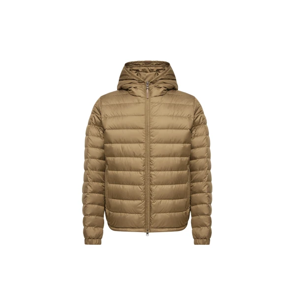 Moncler Solienn Hooded Short Down Jacket in Olive Green | Men's Jackets | Coveti