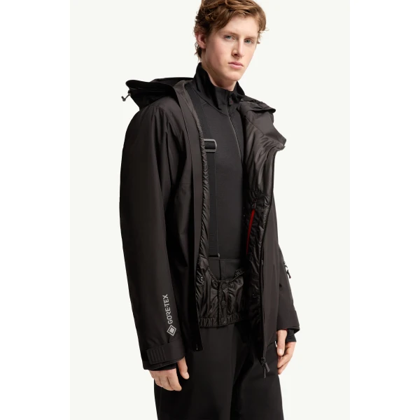 Moncler Staz Hooded GORE-TEX Ski Jacket in Black, view 6 | Men's Skiwear | Coveti
