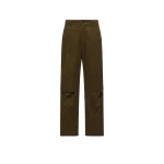 Moncler Straight Leg Cotton Trousers in Olive Green | Men's Trousers | Coveti