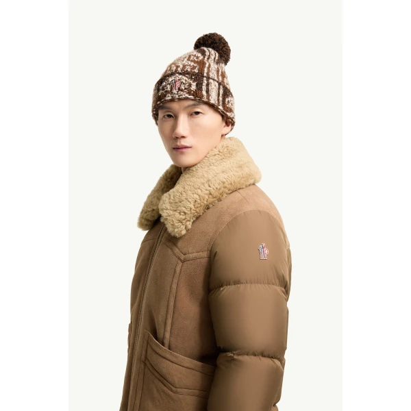 Moncler Suede Shearling-Trimmed Short Down Jacket in Camel Beige, view 3 | Men's Jackets | Coveti