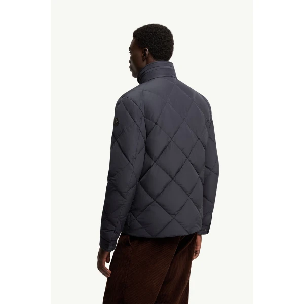 Moncler Surlake Diamond-Quilted Short Down Jacket in Navy Blue, view 5 | Men's Jackets | Coveti