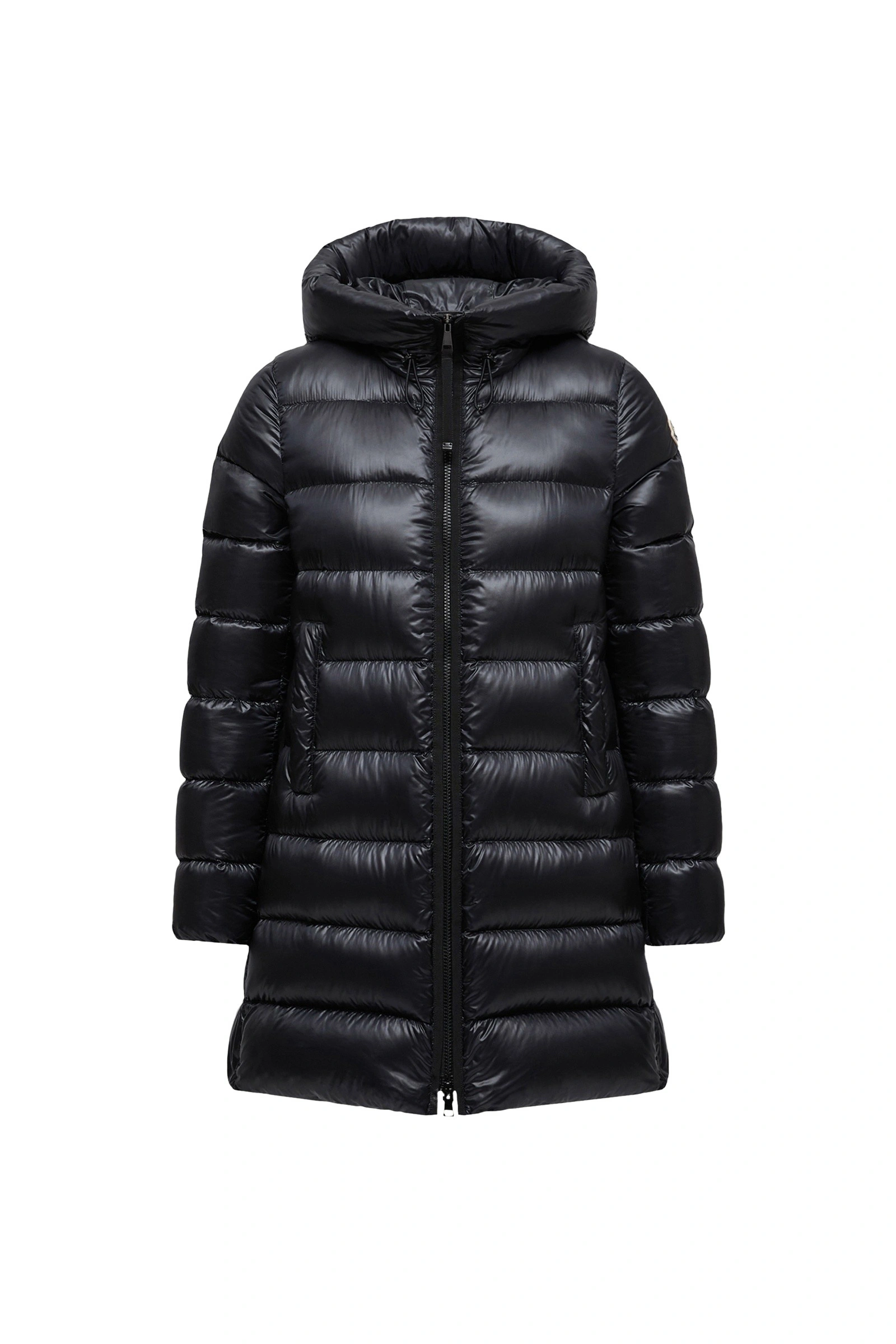 Moncler Suyenne Hooded Mid-Length Down Jacket in Black Moncler Suyenne Hooded Mid-Length Down Jacket in Black | Women's Puffer and Down Coats | Coveti