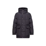 Moncler Sylmara Hooded Long Down Jacket in Dark Blue | Men's Coats | Coveti
